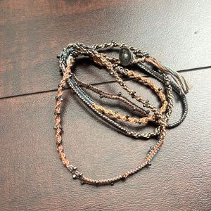 Chan Luu Sterling Silver Nuggets Woven Braided Bracelet